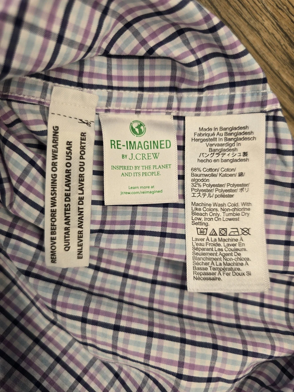 J. Crew Men's Button-Down Plaid‎ Shirt - Purple/Blue/White/Black Size Large